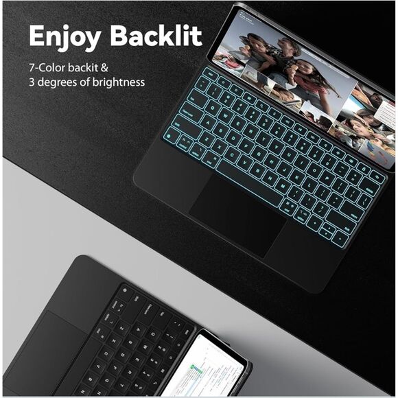 CHESONA iPad Air 13"/Pro 12.9" Magic Case w/Wireless Backlit Keyboard & Trackpad - Picture 10 of 12